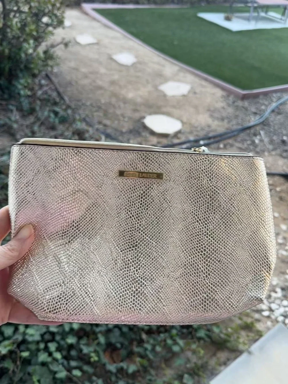 Estée Lauder cosmetic/makeup bag Metallic golden 10*7